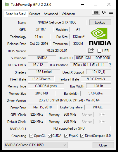 What GPU did I get Not GTX 1050 PassMark Support Forums