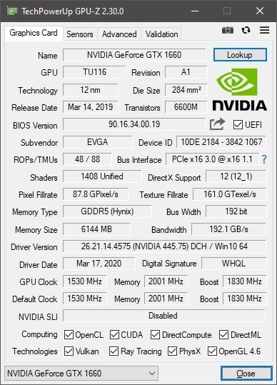 Passmark best sale gtx 1660